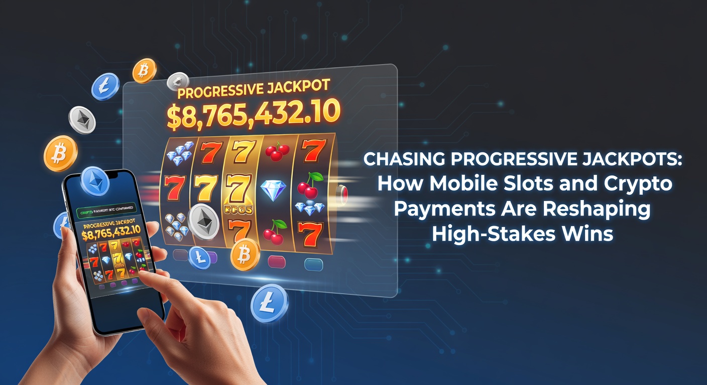 A vibrant mobile slot screen displaying a progressive jackpot counter climbing into the millions, with cryptocurrency icons flashing in the background