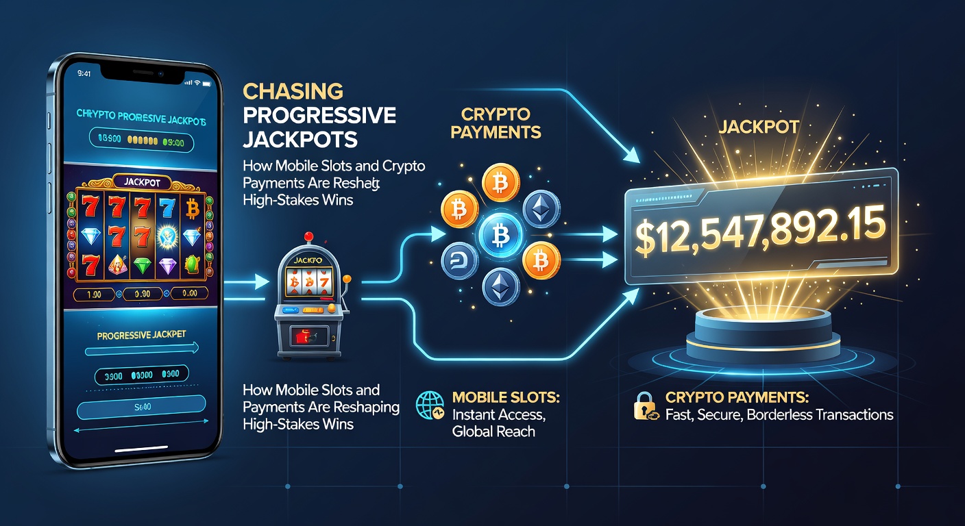 A sleek crypto wallet interface connected to a mobile slot game, showing a massive progressive jackpot payout in Bitcoin equivalents