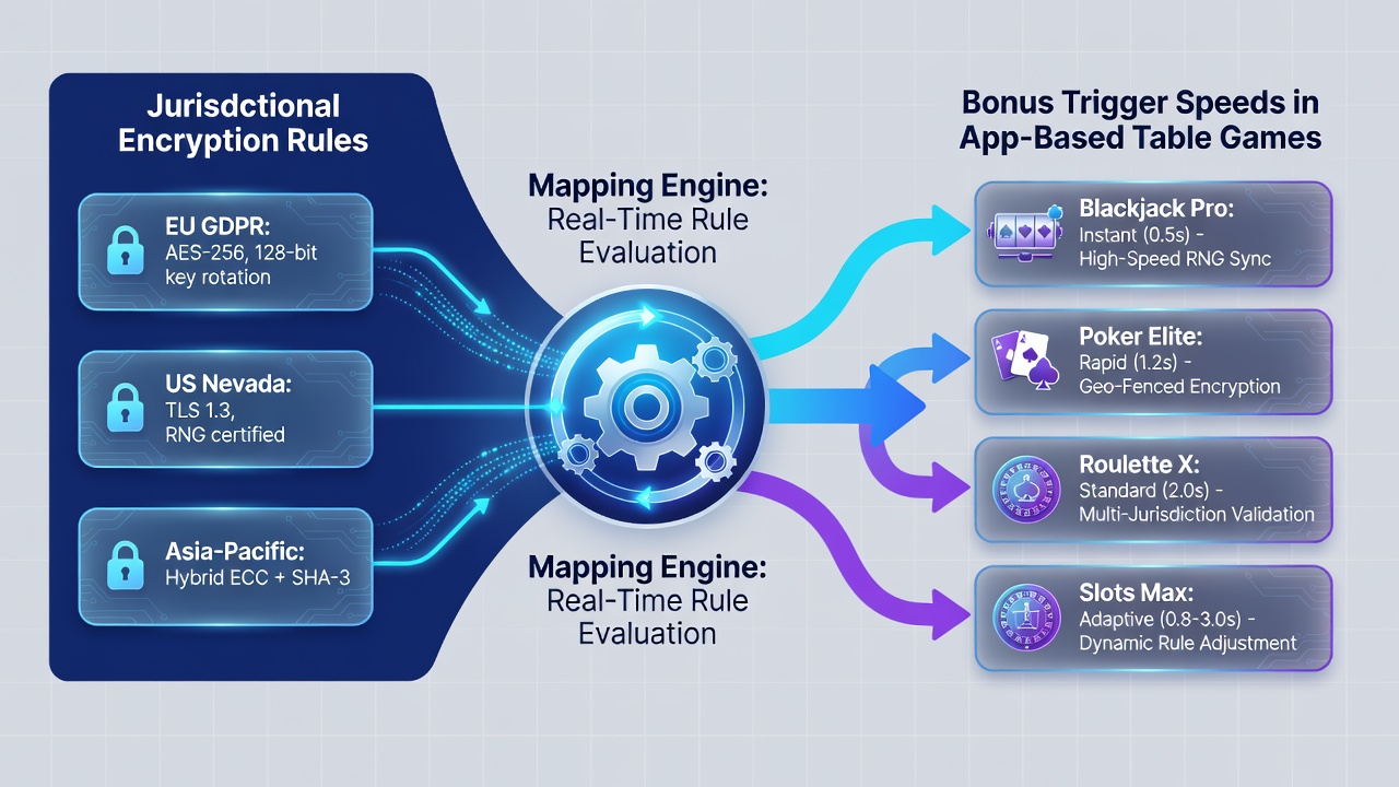 Comparison chart of bonus trigger speeds under varying encryption standards in app-based table games