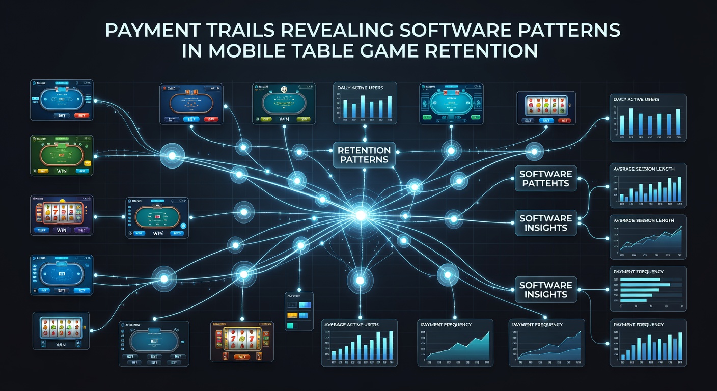 Analytics dashboard displaying payment trail graphs and mobile table game retention curves