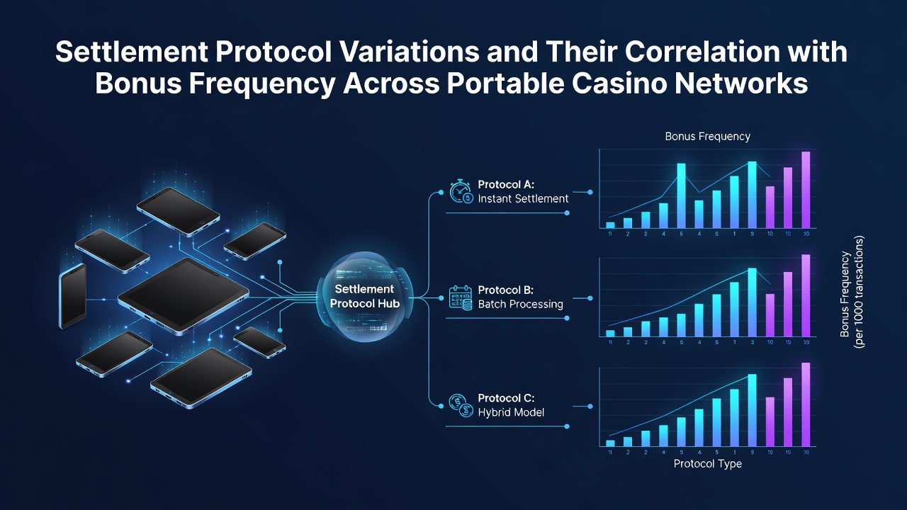 Diagram illustrating settlement protocol variations across mobile casino networks with bonus frequency indicators